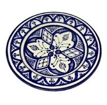 Moroccan Pasta Plate Bowl Pottery Terracotta Art 10 3/8&quot; D Gge SOUK-SAFI Blue - £46.69 GBP