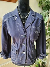 Loft Women Blue Cotton Long Sleeve Single Breasted Fitted Jacket Blazer Size 14 - £22.01 GBP
