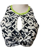 Sports Bra Sz M Go Gossip  Black White Geometric Design Padded Peek A Bo... - €12,12 EUR