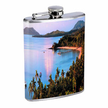 Fiji Islands D8 Flask 8oz Stainless Steel Hip Drinking Whiskey Tropical Pacific - £11.80 GBP