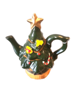 Vintage Christmas Tree Teapot Trinket Box AS IS Repaired 3.25 Inches Tall - $9.49