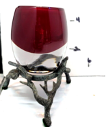 Crate and Barrel Diva Votive Ruby Red Glass Candle Holder w metal base 3... - €16,45 EUR