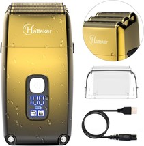 Hatteker Triple Blades Shaver Electric Shaver Razor For Men Close Bald, Gold. - £32.91 GBP