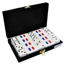 White Double Six Domino with French Flag Engraved in Velvet Case - £63.26 GBP