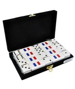 White Double Six Domino with French Flag Engraved in Velvet Case - $79.15