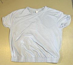 H&amp;M Mama Maternity Short Sleeve Shirt Women’s L Light Blue/Gray Elastic ... - $14.39