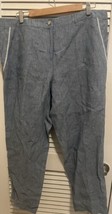 Lafayette 148 New York Women’s  100% Linen Pants Embroidery Blue - £39.10 GBP
