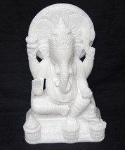 6&quot; WHITE MARBLE GANESH GANESHA SCULPTURE STATUE FIGURINE HANDMADE  - $493.01 CAD