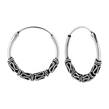 925 Silver Bali Hoop Earrings (20 mm) with a Ball - £15.06 GBP