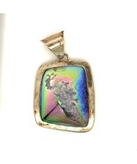 Vintage Signed C. Wylie Navajo Sterling Freeform Titanium Druzy Quartz P... - $133.65