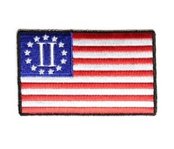 Second AMERICAN REVOLUTION FLAG 3.5&quot; x 2.25&quot; iron on patch (4785) (G15) - £4.98 GBP