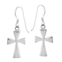 Faithful Elegance Cross White Seashell Inlay Sterling Silver Dangle Earrings - £9.28 GBP