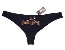 JUST CAVALLI Underwear THONG Black LEOPARD Logo BOW TIE Large FREE SHIPPING - $64.32