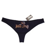 JUST CAVALLI Underwear THONG Black LEOPARD Logo BOW TIE Large FREE SHIPPING - £51.35 GBP