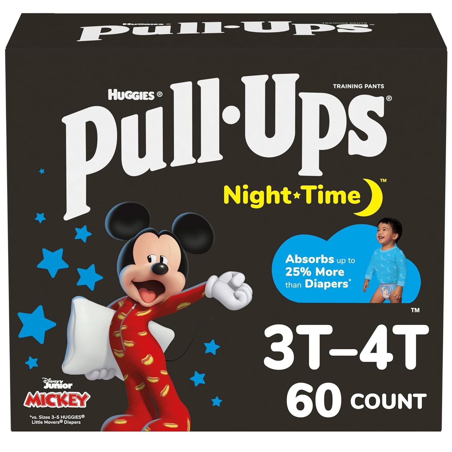 Pull-Ups Boys' Night-Time Potty Training Pants, Size 3T-4T Overnight Training Un