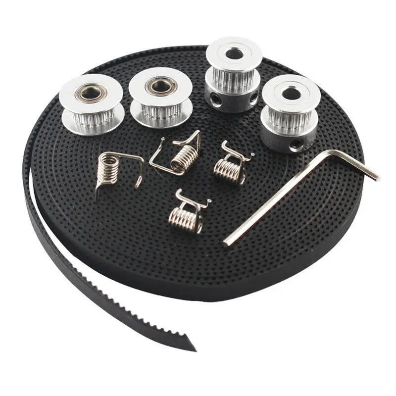 2 Meters GT2 Timing Belt 6mm 2PC 20 Teeth 5mm Bore Pulley Wheel 4PC Tensioner Sp - £30.49 GBP