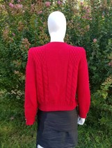 Vintage does 40s R.Scott puff sleeve aran style wool knit red pinup card... - $44.55