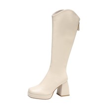 Big Size 43 Winter New Long Boots Thick-heeled High-heeled But Knee-high Stretch - £47.78 GBP