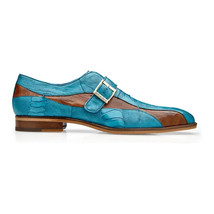Belvedere Shoes Marte Genuine Ostrich Leg single buckle monk strap Ocean R810 image 2