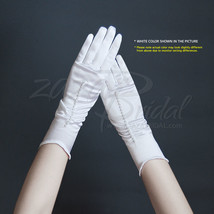 Stretch Satin Gloves With Shimmering Rhinestone Accents - Bridal Gloves - £18.49 GBP