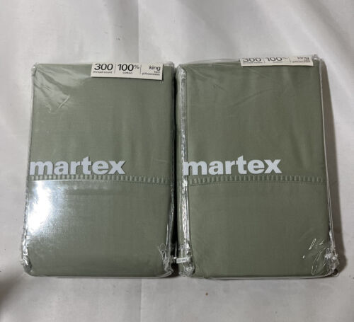 Lot of Two Vintage Standard Martex Sage Green Pillowcases  NEW USA - £19.53 GBP