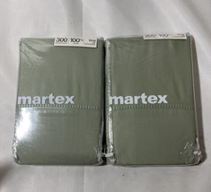 Lot of Two Vintage Standard Martex Sage Green Pillowcases  NEW USA - £20.02 GBP