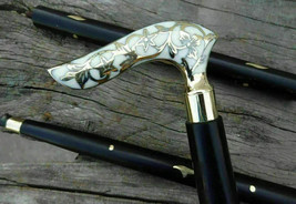 Vintage Style Antique Victorian Designer Brass Handle Wooden Walking Sti... - $45.68