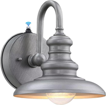LONEDRUID Silver Gooseneck Barn Light, Dusk to Dawn Outdoor Wall Sconce - $1,825.21 MXN