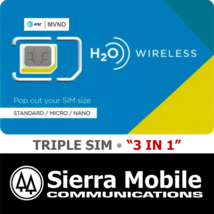 H2O Wireless Sim Card Triple &quot;3 In 1&quot; Nano • Gsm 4G 5G Lte • Usps Tracking - £6.13 GBP