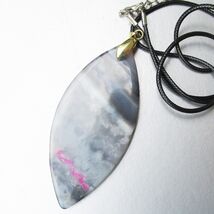 Large Pink Botswana Teardrop AGATE Pendant Cord Vintage Necklace - $17.77