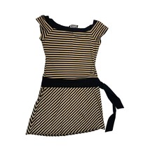 City Triangles Womens Size Medium Dress Tan Black Striped Knee Length Dress Vint - £20.09 GBP