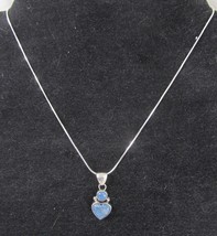 Navajo Sterling Silver Blue Heart Lapis Stone Pendant Necklace Marked T Skeets - £22.48 GBP