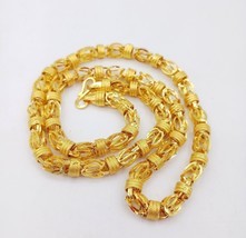 22K Authentic Yellow Gold Byzantine Chain For Men 24 Inch Fabulous Chain CH01 - £4,318.59 GBP