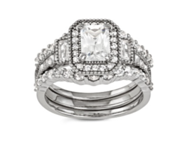 Lab Created White Sapphire Sterling Silver Bridal Wedding Ring Sz 6 7 8 9 - £303.69 GBP