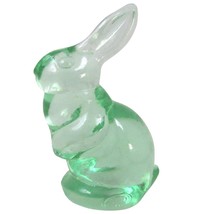 Fenton Art Glass Green Rabbit Bunny Figurine Miniature  2.75&quot; vintage - £19.34 GBP