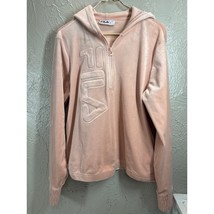 Fila Womens Velour Quarter Zip Hoodie Misty Rose Luxe Lounge Size Large - $464.68 MXN