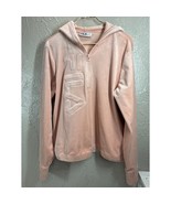 Fila Womens Velour Quarter Zip Hoodie Misty Rose Luxe Lounge Size Large - $464.68 MXN