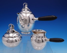Hibiscus by Gorham Sterling Silver Coffee Set 3pc #791 w/ Ebony Handles ... - £1,019.04 GBP