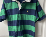 Polo Ralph Lauren Striped Rugby Shirt Boys Size L Green Blue White Colla... - £10.58 GBP