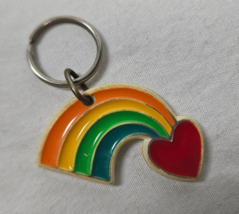 Vintage 1982 Hallmark 2&quot; Heart Rainbow Plastic Keychain - £7.95 GBP