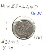 New Zealand 5 Cents, 1967, Copper-Nickel, Y34, Queen Elizabeth II - $28.51 MXN