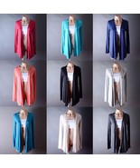 Casual Draped Jersey Long Sleeve OPEN CARDIGAN Knit Wraps Rounded Jacket... - €12,85 EUR