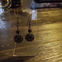 Black beaded &amp; rhinestones dangling earrings - $9.00