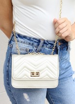 Sally Quilted Chain Crossbody Bag Purse SILVER - £25.38 GBP