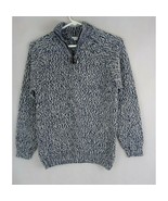 Steve &amp; Barry&#39;s Men&#39;s 1/4 Zip Knit Blue &amp; White Sweater Size Large - $19.79