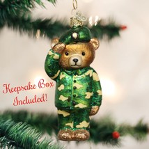 Army Bear Old World Christmas Blown Glass Collectible Holiday Ornament - £19.13 GBP