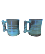Set 2 Frankoma Pottery C3 Plainsman Coffee Mugs Green Brown - $17.82