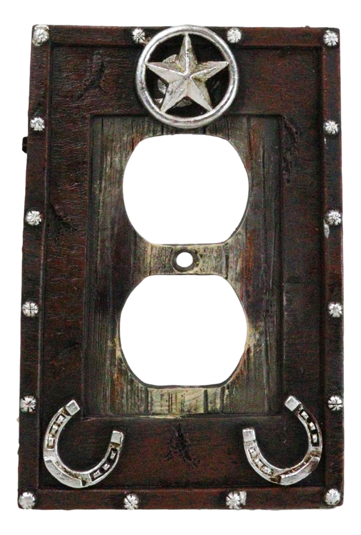 Set Of 2 Rustic Western Star Lucky Horseshoes Double Receptacle Outlet C... - $24.99