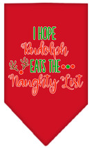 Hope Rudolph Eats Naughty List Screen Print Bandana Red Small - £9.06 GBP