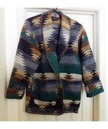 Karen Kane Wool Blend Blanket Tribal Style Jacket Coat Shawl Collar USA ... - £55.08 GBP
